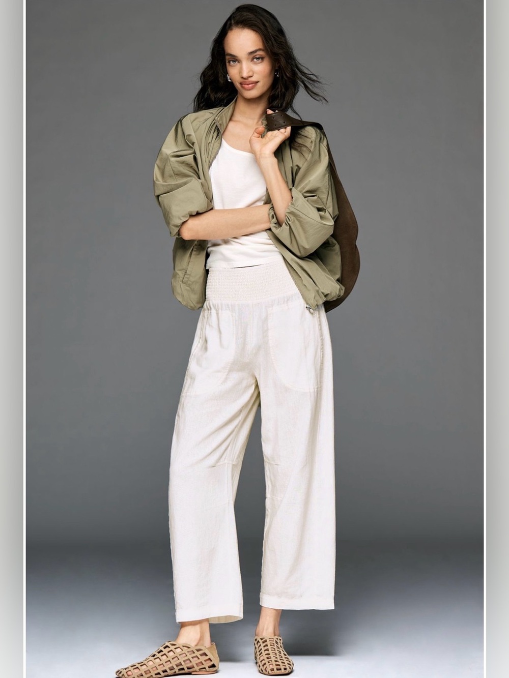 Anthropologie Pilcro Reese smocked pull-on barrel pants